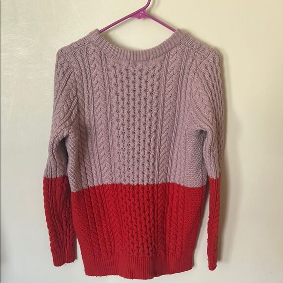 Boden Red and Pink Cable Knit Crew Neck Sweater - Picture 3 of 6